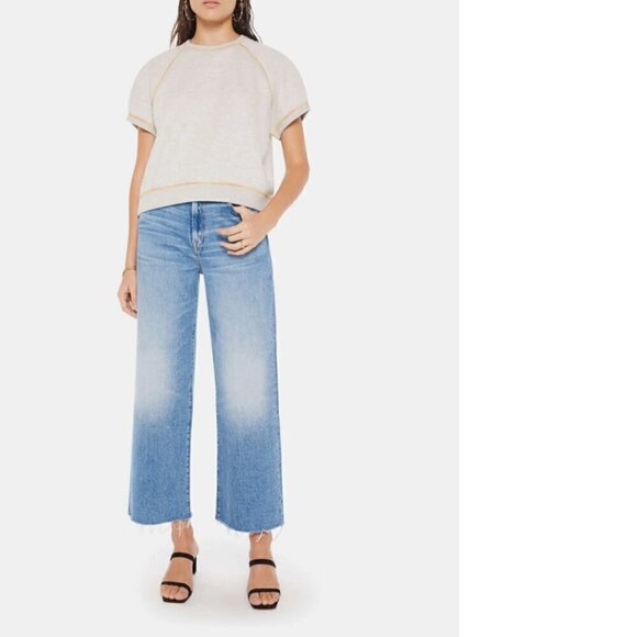 #7 NWT MOTHER The Short Sleeve Concert Tuck in Heather Oatmeal - Picture 2 of 5